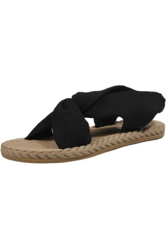 Women's Denim Cross Strap Open Toe Flat Sandals for Summer