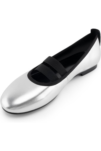 Flats for Women Round Toe Slip On Causal Shoes with Straps Sliver Flats Comfortable Ballerina Dancing Dress Shoes 
