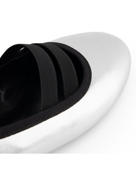 Flats for Women Round Toe Slip On Causal Shoes with Straps Sliver Flats Comfortable Ballerina Dancing Dress Shoes