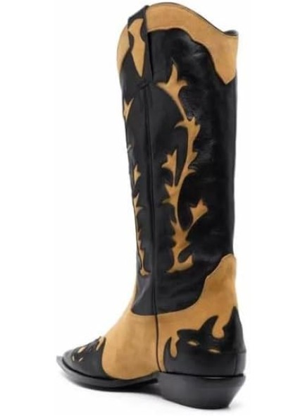 Western Cowboy Boots for Women, Knee High Cowgirl Boots for Women, Mid Height Heel with Pointed Toe
