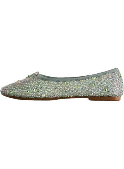 Women's Rhinestone Embellished Mesh Flats Round Toe Pearl Bow Tie Slip On Flat Shoes Elegant Casual Dressy Ballerina Flats