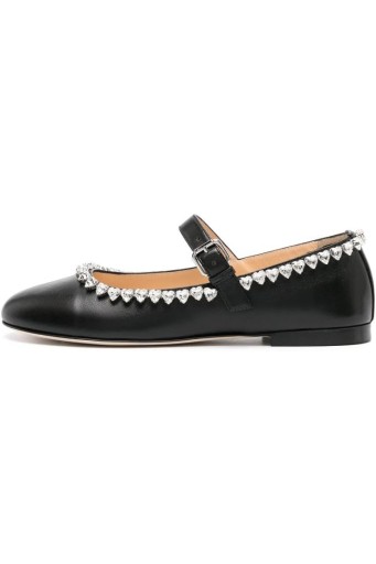 Women's Rhinestone Embellished Flats Round Toe Ankle Buckle Dressy Comfortable Ballerina Shoes 