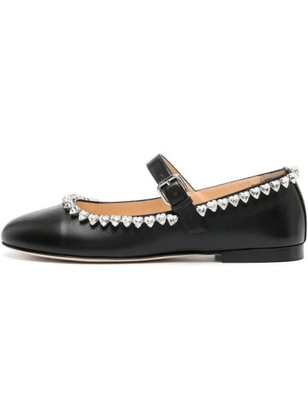 Women's Rhinestone Embellished Flats Round Toe Ankle Buckle Dressy Comfortable Ballerina Shoes