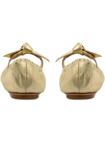 Women's Cap Toe Gold Flats Slip On Bowtie Flat Shoes Round Toe Comfortable Dressy Ballerina Shoes