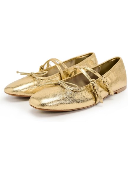 Cross Strap for Women Square Toe Bow Knots Flats Ankle Buckle Slip On Dress Ballerina Shoes