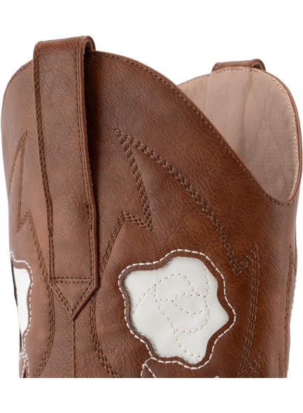 Floral Cowboy Boots for Women, Mid Calf Cowgirl Boots with Pointed Toe, Embroidered Roses with Chunky High Heel