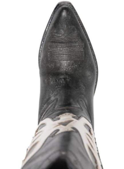 Western Cowboy Boots for Women with Aged Feather Graphic Design, Knee High Cowgirl Boots with Pointed Toe and Chunky High Heel