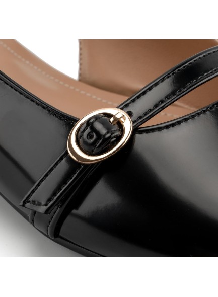 Slingback Flats for Women Round Toe Slingback Heels Pumps Ankle Strap Flats Black Leather Casual Fashion Dress Shoes
