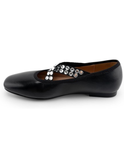 Women Square Toe Flats Cross Strap Rhinestone Flat Shoes Low Heel Shoes Memory Foam Cushioned Flats