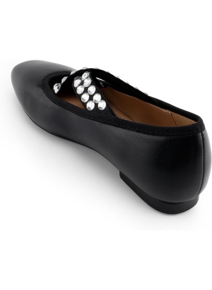 Women Square Toe Flats Cross Strap Rhinestone Flat Shoes Low Heel Shoes Memory Foam Cushioned Flats