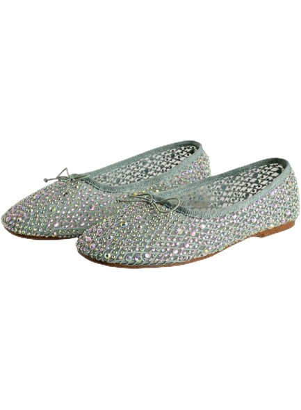 Women's Mesh Flats Fishnet Ballerina Shoes Slip on Flats