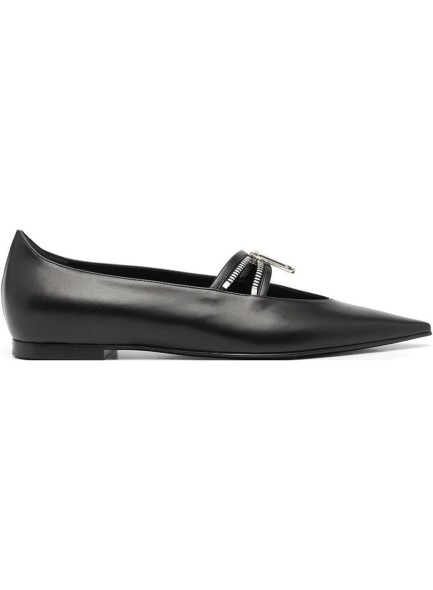 Women Pointed Toe Flats with Paper Clip Zipper Slip On Buckle Low Heel Flat