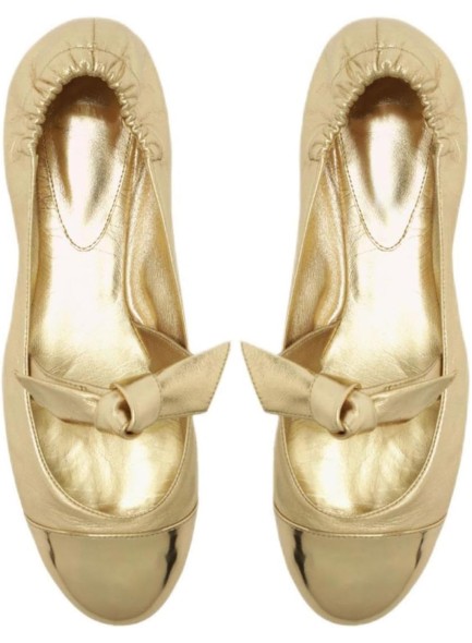 Women Round Toe Flats Shoes Bow Tie Buckle Strap Gold Flat Shoes Slip on