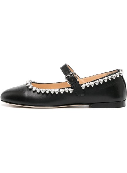 Flats for Women Round Toe Rhinestone Flats Buckle Strap Flat Shoes