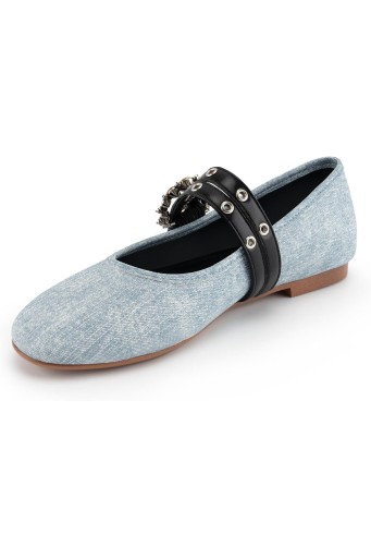 Denim Flats for Women Round Toe Flats 