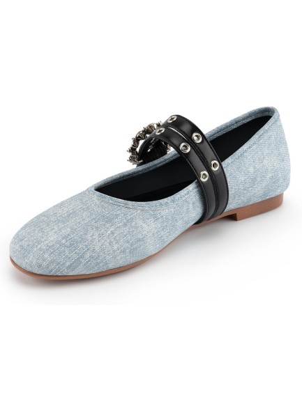 Denim Flats for Women Round Toe Flats