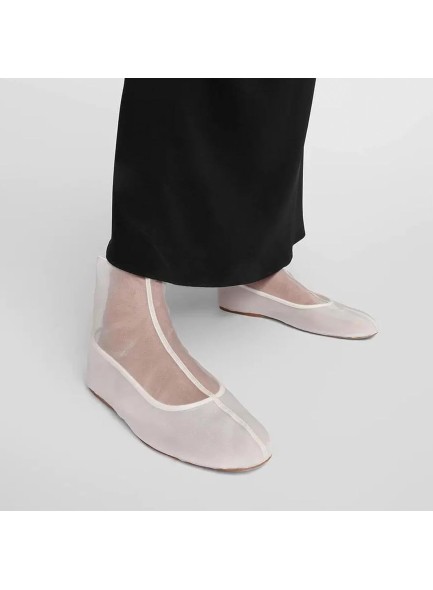 Tulle Mesh Flat Shoes for Women Almond Closed Toe Soft Mesh Flats Slip On Back Button