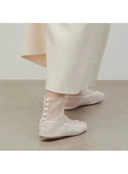 Tulle Mesh Flat Shoes for Women Almond Closed Toe Soft Mesh Flats Slip On Back Button