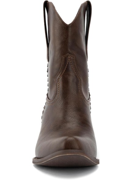Western Cowboy Boots for Women, Ankle Studded Boots with Round Toe, Cowgirl Boots with Chunky Heel