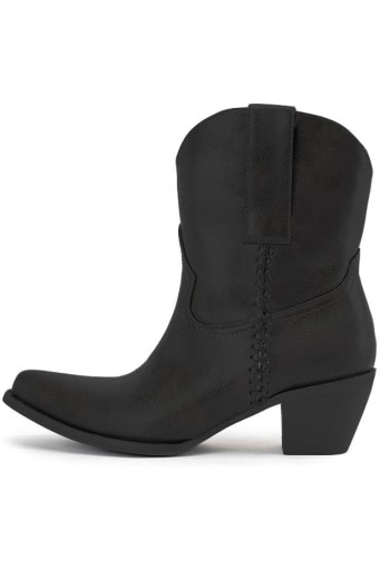 Western Cowboy Boots for Women, Ankle Boots with Round Toe, Cowgirl Boots with Chunky Heel 