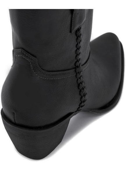 Western Cowboy Boots for Women, Ankle Boots with Round Toe, Cowgirl Boots with Chunky Heel