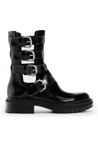Ankle Boots for Women，Motorcycle Boots with Hollowed out, Combat Boots Womens with Buckle for Casual