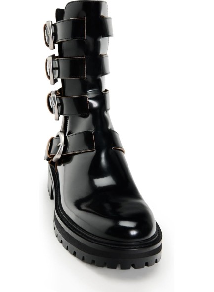 Ankle Boots for Women，Low Heel Ankle Booties with Hollowed out, Women Combat Boots with Buckle