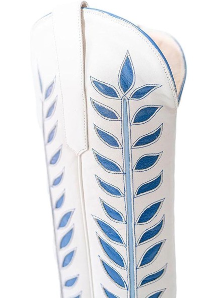 Wide Calf Cowboy Boots Women,Pointed Toe Embroidered Foliage Western Boots,Knee High Cowgirl Boots With Chunky Heel